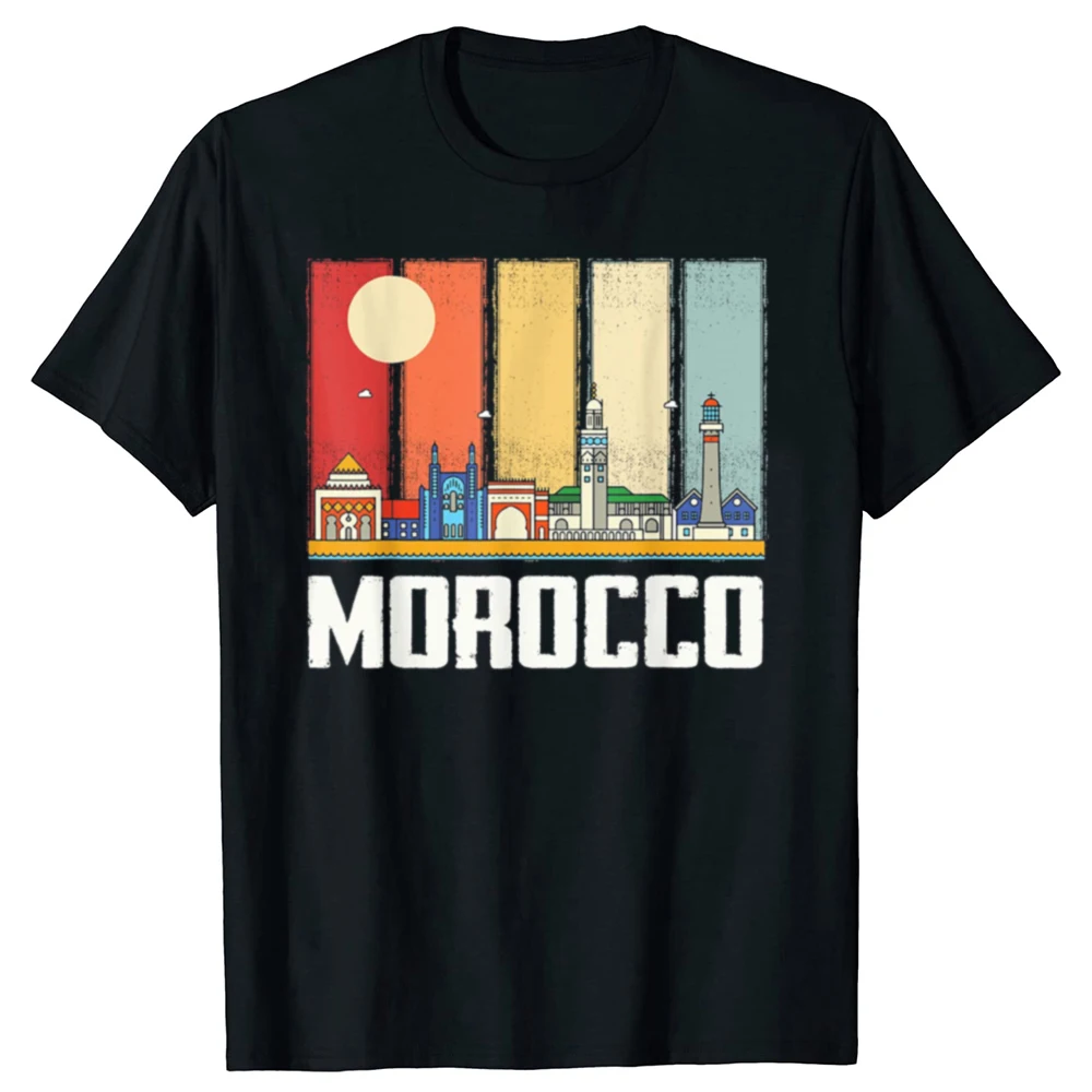 

2025 new model Funny Africa Morocco Skyline Moroccans African Souvenir T-shirts Men Fashion Casual Tshirt 100% Cotton Loose Over