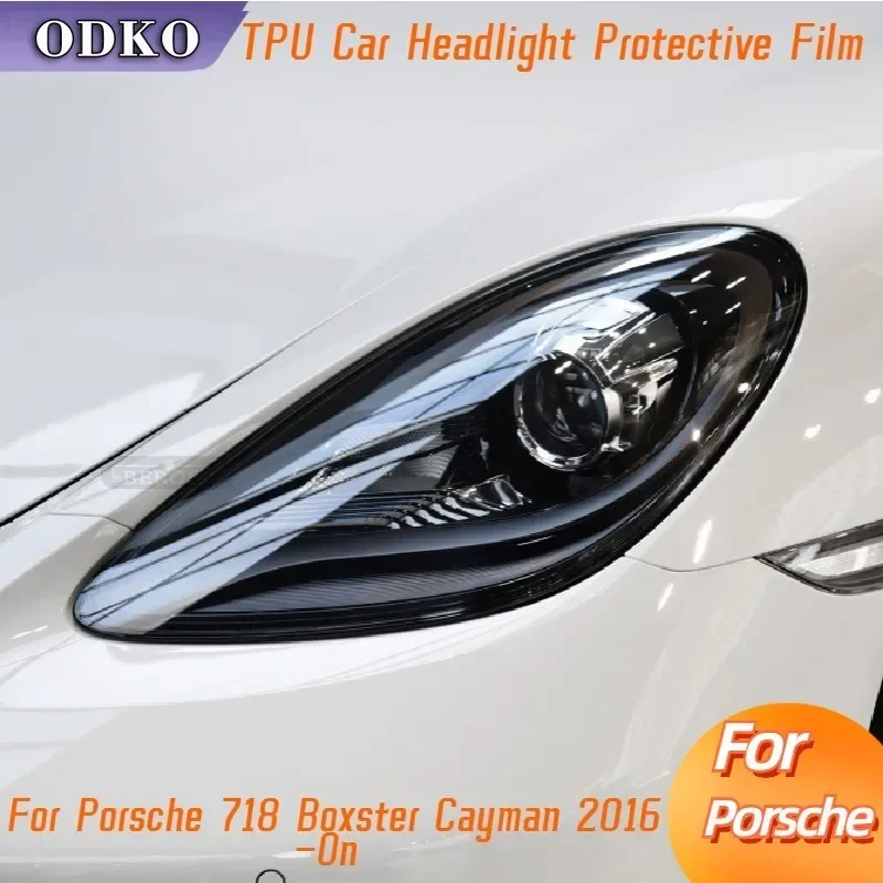 

For Porsche 718 Boxster Cayman 2016-On Car Headlight Taillight Protection Tint Film Smoke Black TPU Light Sticker Accessories