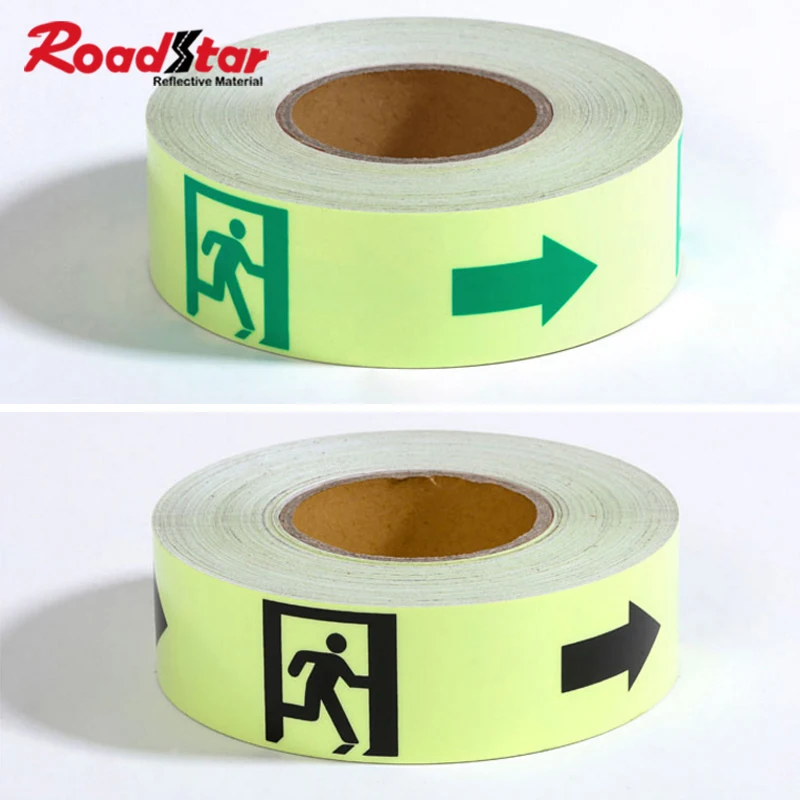 Roadstar สติกเกอร์เรืองแสงในที่มืดแบบมีกาวในตัวขนาด5ซม. x 10ม. เทปสะท้อนแสงที่ลอกออกได้