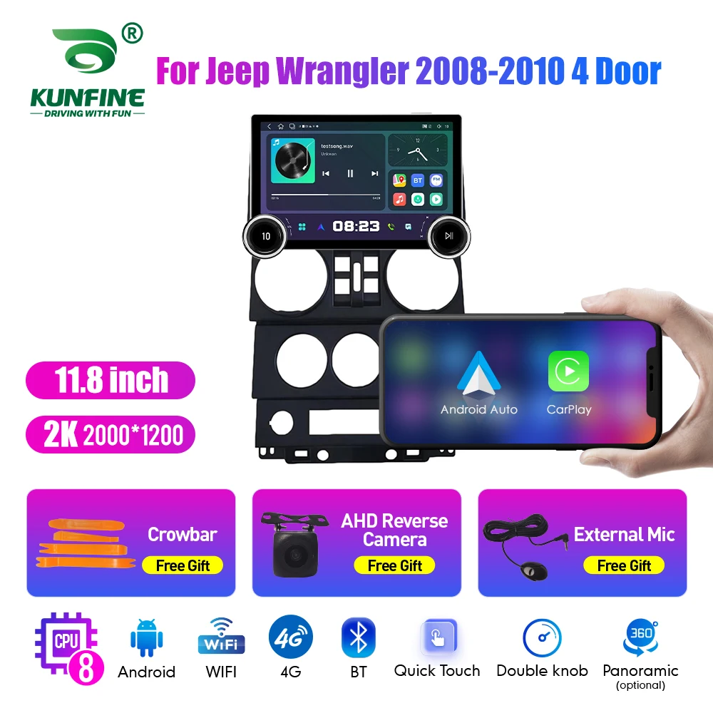 

11.8 Inch 2K Double Knobs 2 Din Car Radio For Honda Wrangler2008-2010 Car Radio DVD Multimedia Video Player Android Auto Carplay