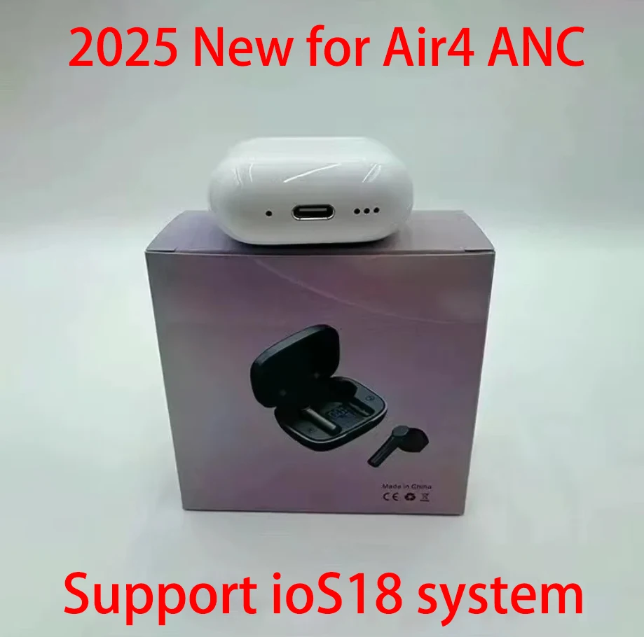 

2025 Latest IOS18 Semi-In-Ear Wireless Bluetooth Headset for Air4 ANC Active Noise Cancellation USB-C Port