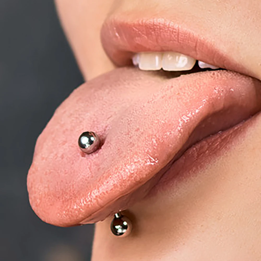 Piercing Kit - 5PCS/Set Tongue, Nipple & Bridge Piercing Kit Stainless Steel Piercing Needle With Barbell Ring - Tongue Rings
