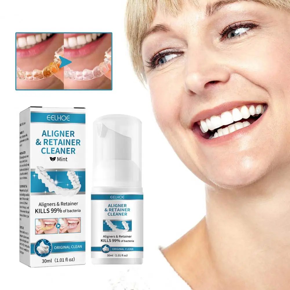 30ml Denture Cleaner Reduce Sensitive Dirt Mouth Cleaner Fresh Breath Whitening Stain-removing Retainer Foam Cleanser