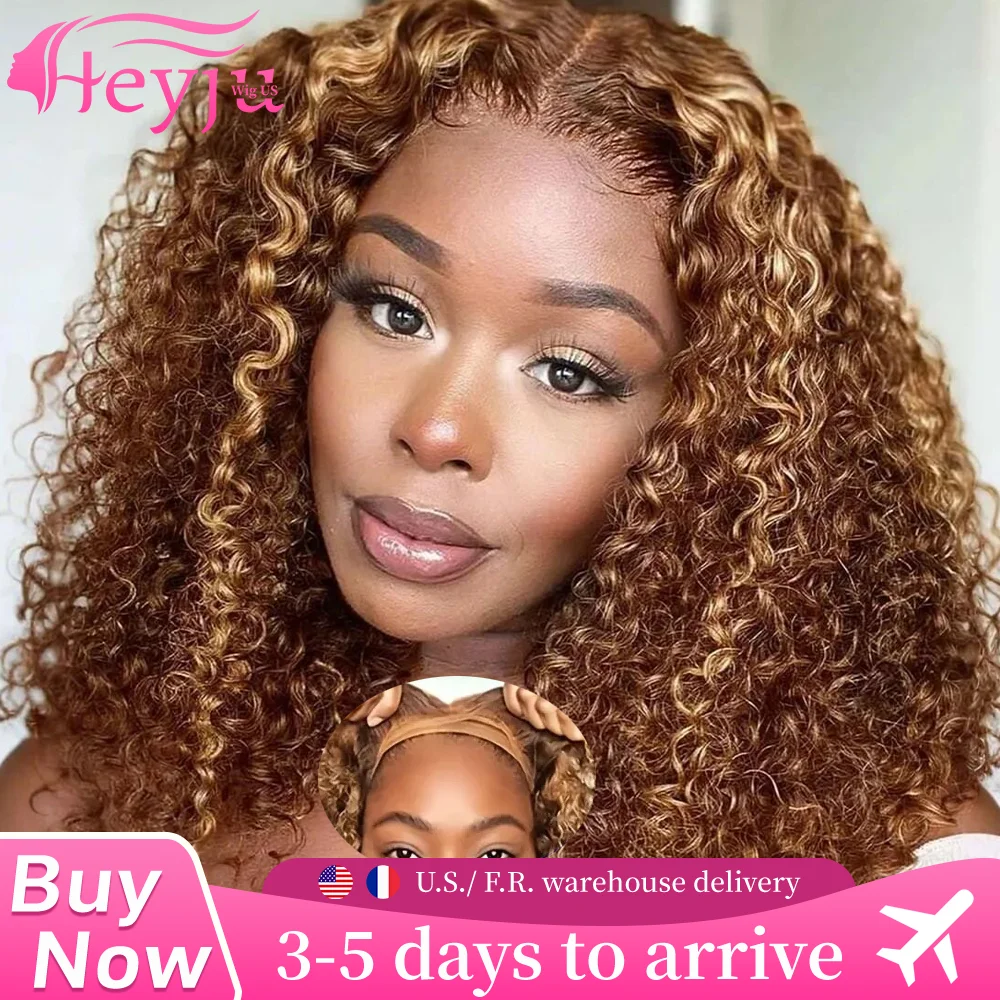 

Heyju 4/27 Highlight Curly Bob Wig Human Hair Deep Wave Glueless 5X5 Lace Front Wig Water Wave Ombre Blonde Bob Human Hair Wig