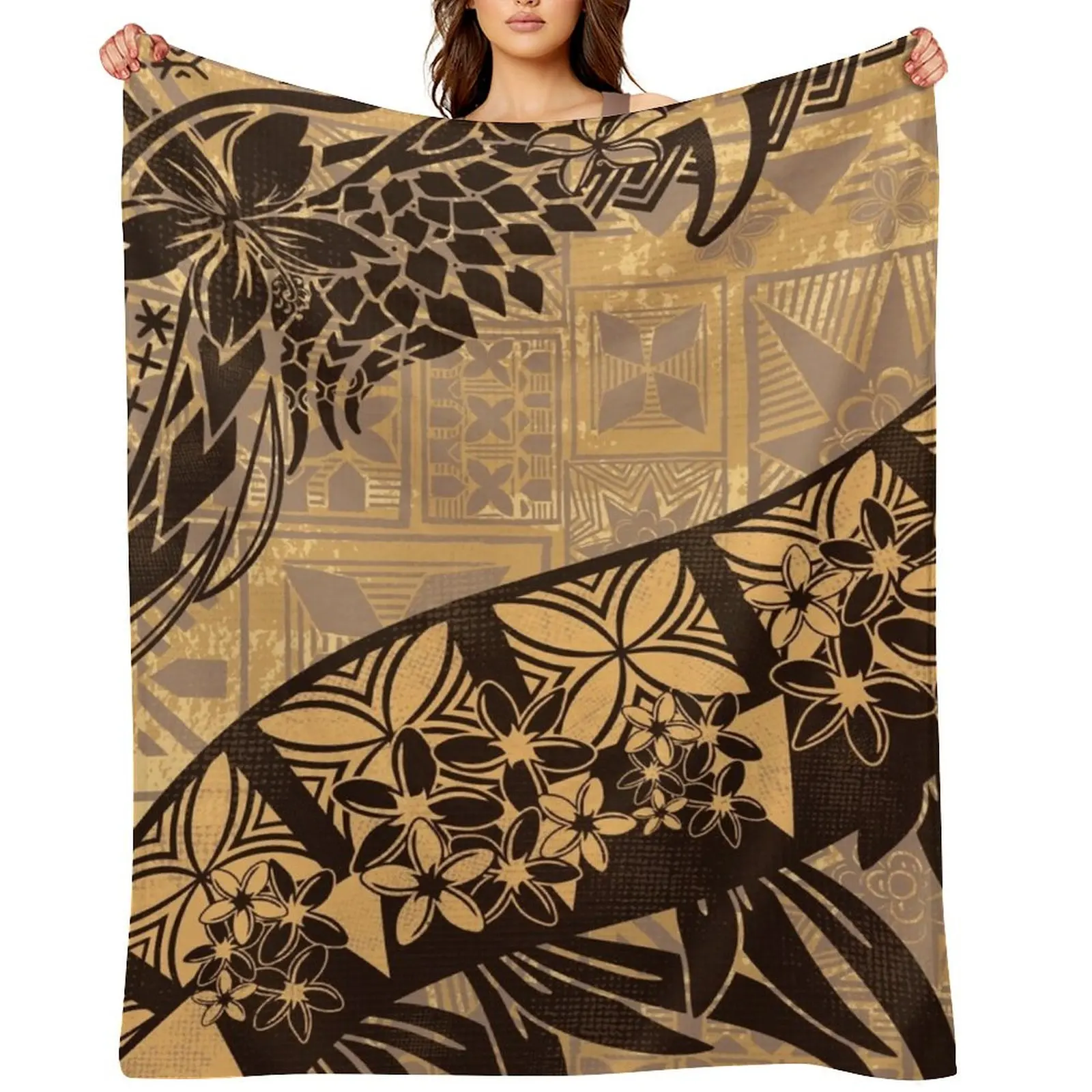 

Vintage Samoan Old Tapa Threads Throw Blanket Kid'S Extra Large Throw Bed Fashionable Comforter Blankets