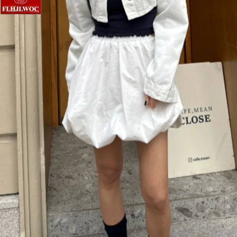 High Waist Casual Fashion Puff Mini Skirt Ball Gown Women 2026 Summer Chic Korea Lantern Pleated Commute Short Dress Skirts