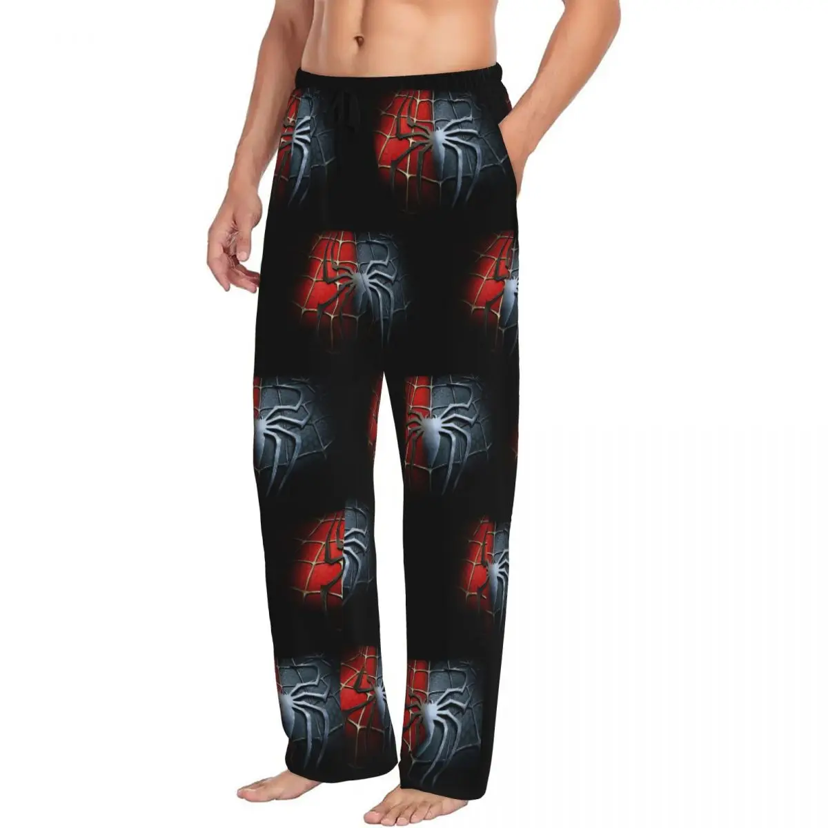 Custom Print Men Spider Web Pajama Pants Sleepwear Sleep Lounge Bottoms with Pockets