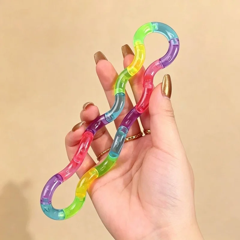 Deformable Rope Fidget Toy Deformation Rope Knot Pressure Stress Relief Toys Rrainbow Color Anti Stress Deformable Rope Best Toy