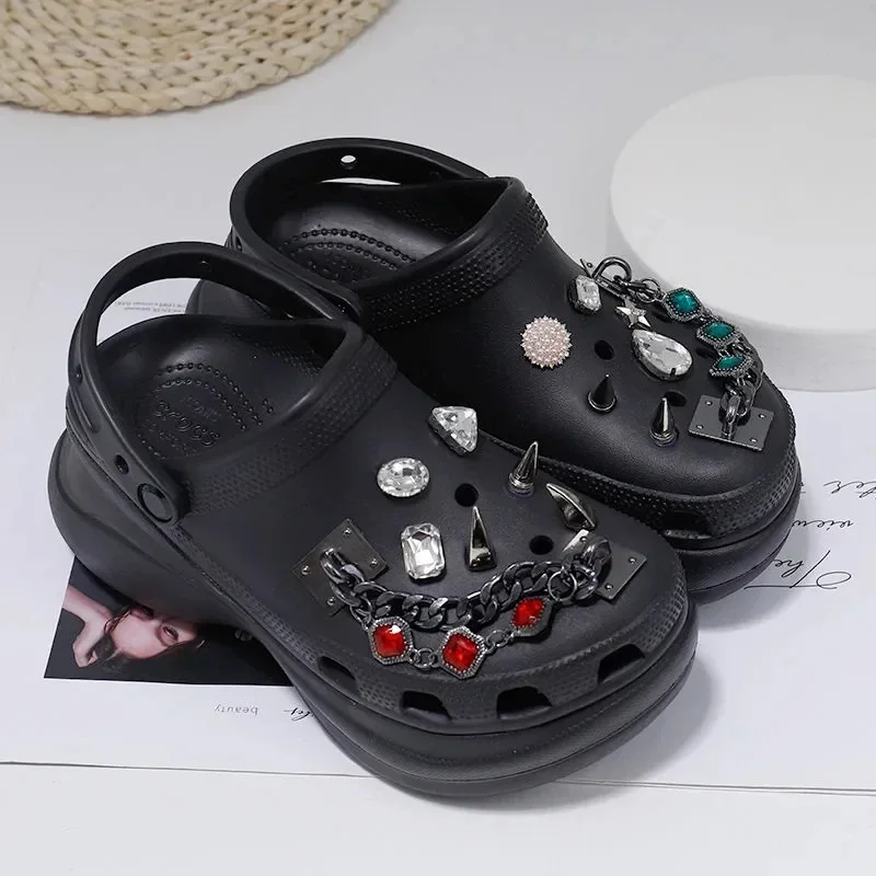 

Luxury Rhinestone Shoe Charms Elegant Chain Charms for Crocs Removable Clogs Accessories Decoration for Girls Gift Fashion