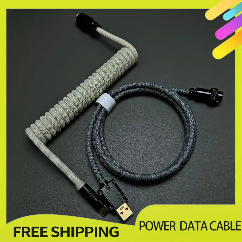 Five-Core Mechanical Keyboard Power Data Cable Support 8k Polling Rate 1.5m Weighted Spring Wire Coiled Aviator Wire Usba Custom