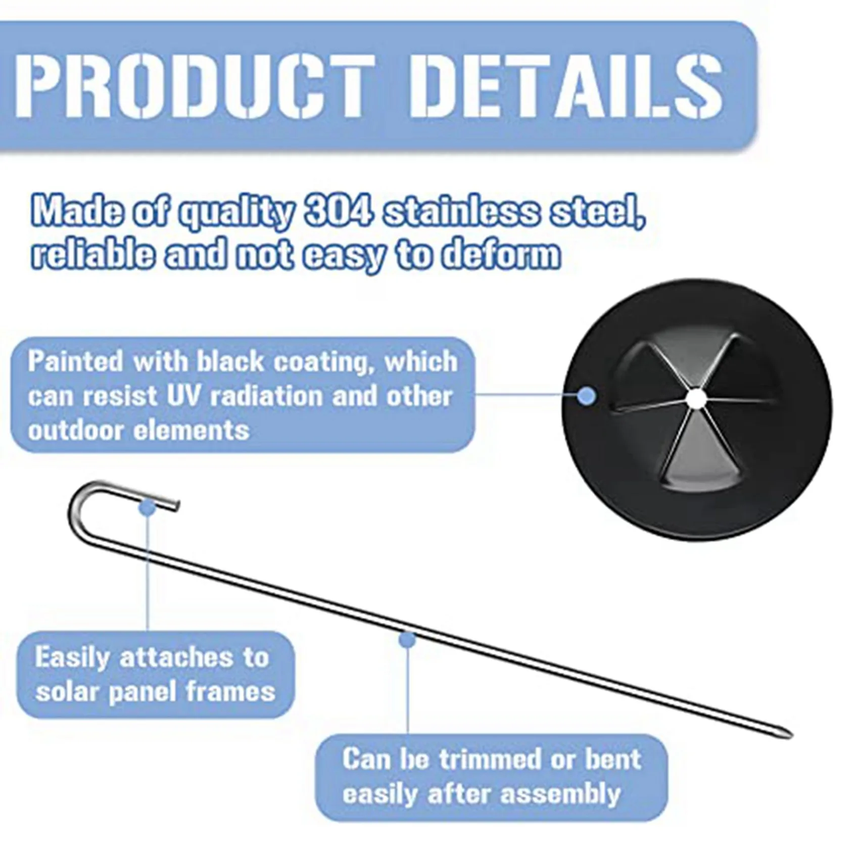 

ABUF-200 Packs Solar Panel Guard Clips, Stainless Steel Wire Fence Fasteners Animal Guard Roll Kit For Solar Panel