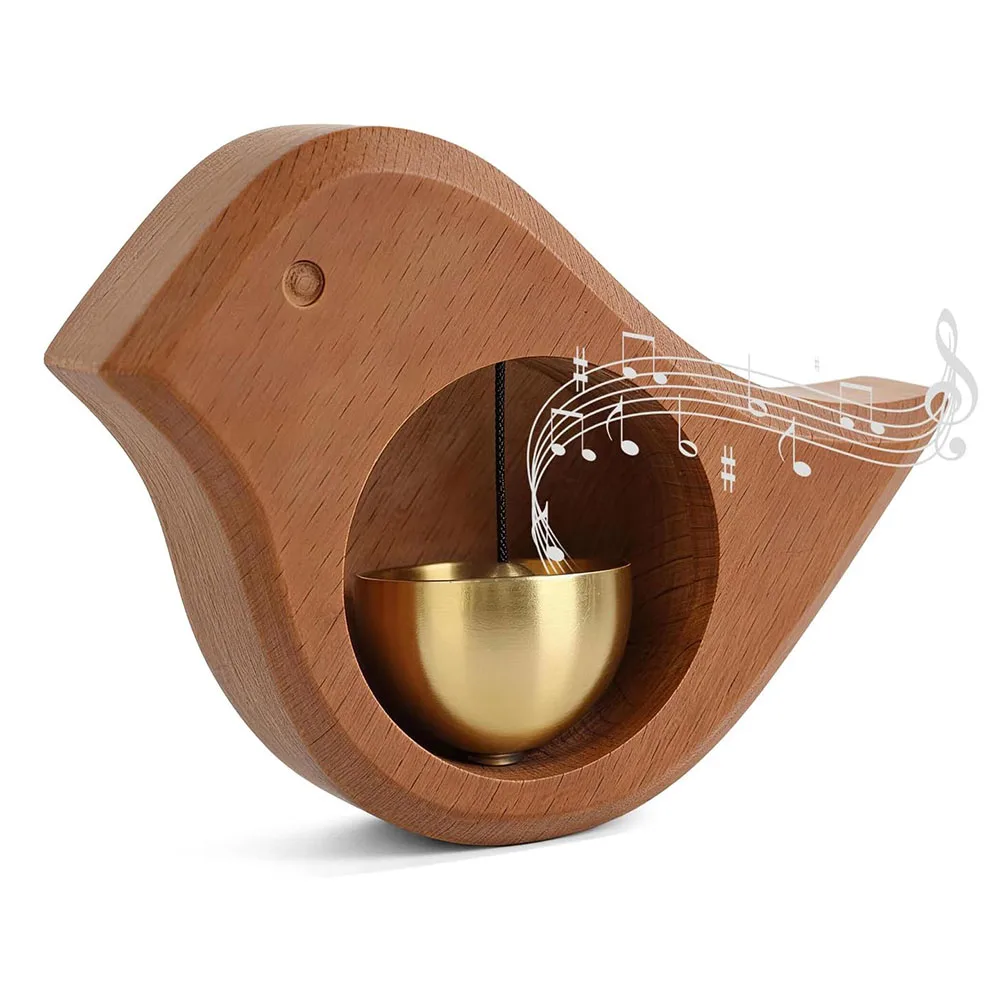 Bird‑Shape Magnetic Wooden Door Chime, Brass Shopkeeper Doorbell, Battery‑Free Cute Bird Alert for Business Entrance Home Fridge