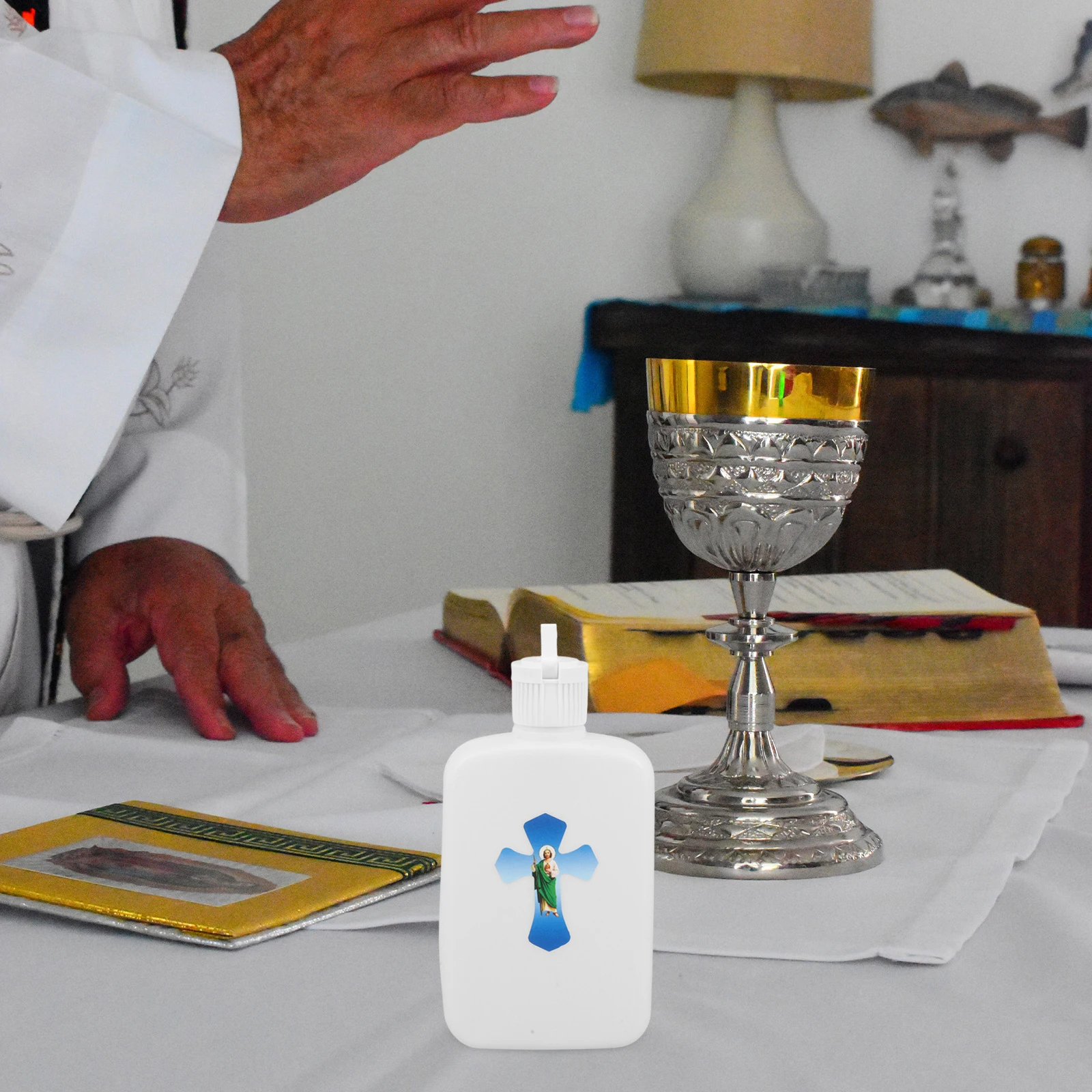 

Holy Water Bottle Religious Easter Plastic Vase Baptism Ceremony Cross Small Container Storage Christian Decor