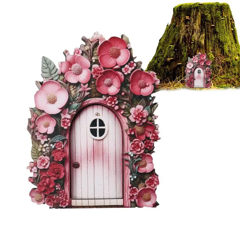 Fairy Garden Door Wooden Doll House Miniature Door Flat Doll House Miniature Wooden Door Wooden Miniature Fairy Door For Gnome