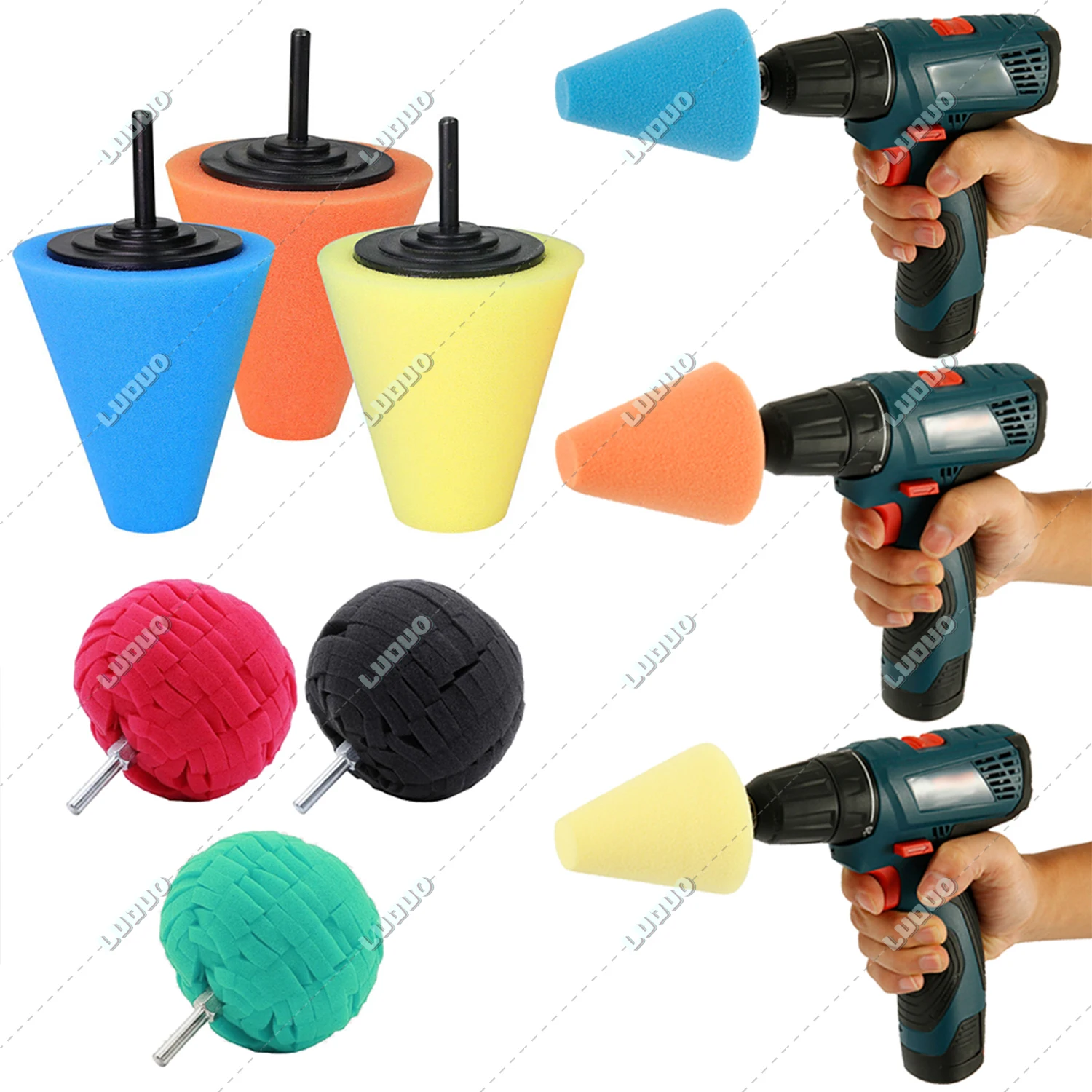 Detale samochodów do mycia koło automatyczne gąbka do mycia polerowania kulek do polerowania stożka gąbka do polerowania do pielęgnacji piasty samochodowej