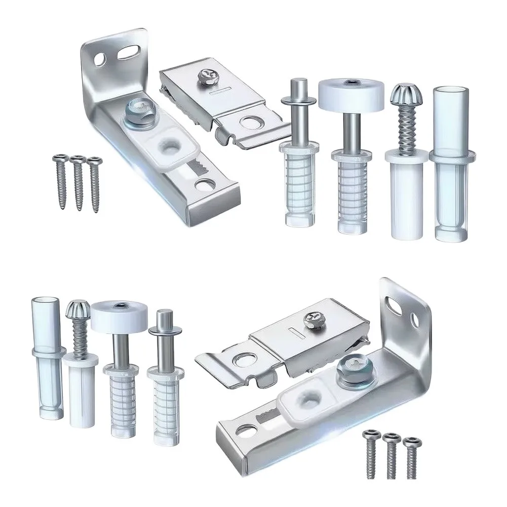 For Home Improvement Projects Bi-Fold Door Kit Metallic Silver Zinc-Plated Steel Construction Spring-Loaded Guide Pivots