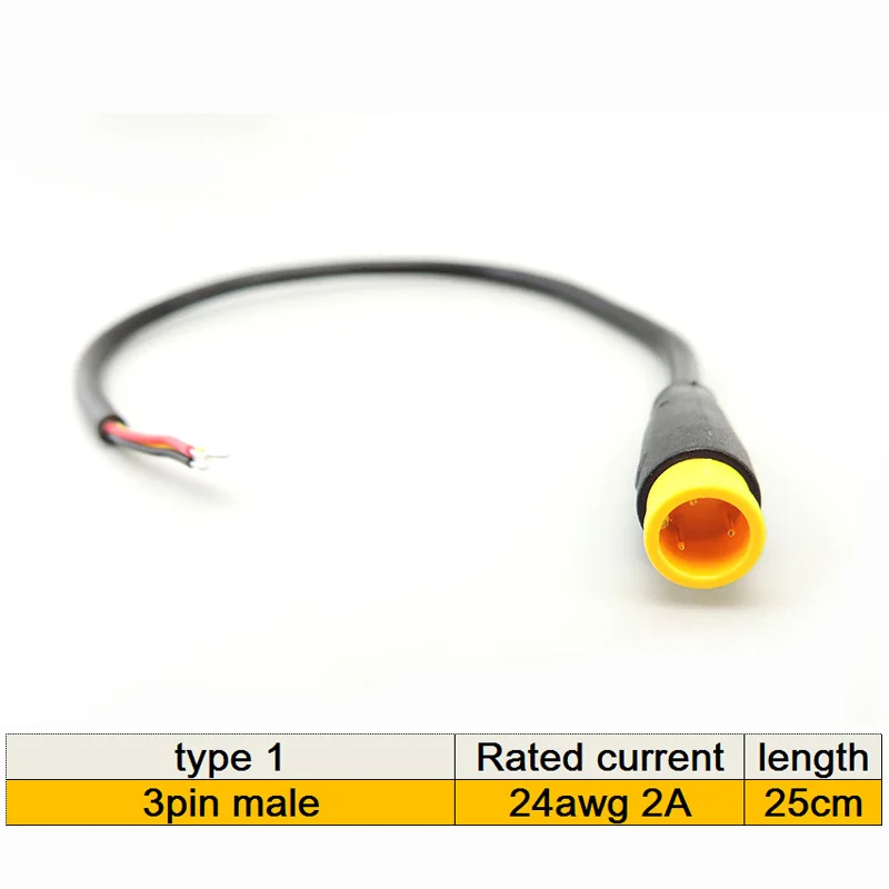 M8 Wasserdichter 3-Pin Elektrofahrrad-Verbindungsstecker Männlich Weiblich 3-Pin-Stecker Ebike Roller Bremskabel 24AWG 28AWG M20