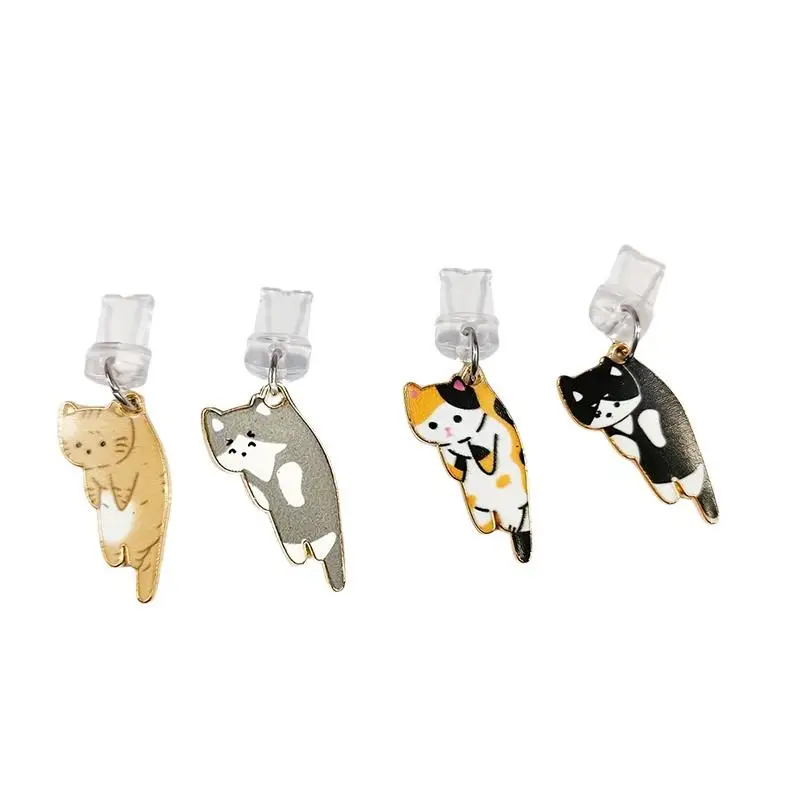 Niedlicher Legierungs-Staubschutzstecker mit tropfendem Kätzchen für Mobiltelefone, Typ-C, Anhänger, Schlüsselanhänger, DIY-Paar-Accessoire – Detail 5