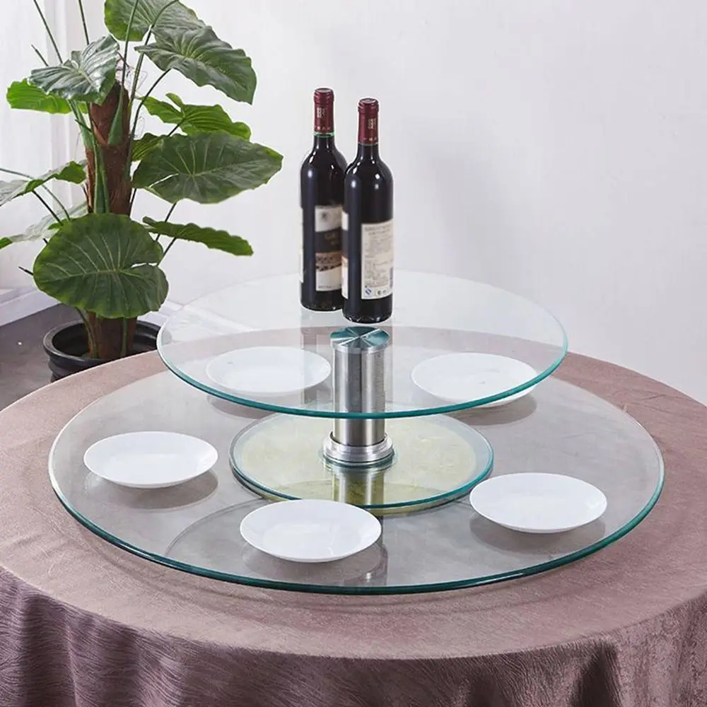 Double Layer Double Tier Lazy Susan Raised Design Round Table Elevated Wine Display Rack Decorative Durable Showcase Round Table