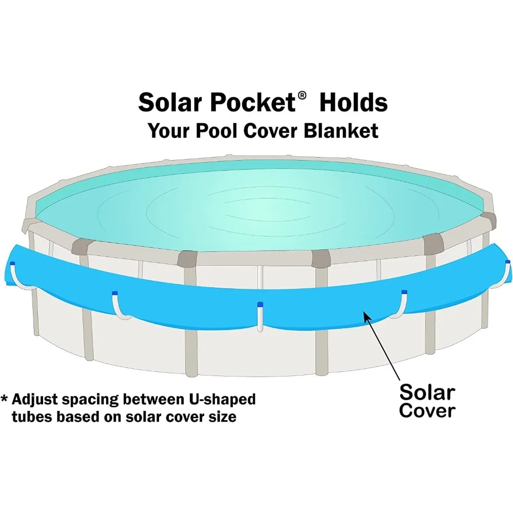 Sun2Solar 5Pcs U-Shaped Solar Pool Cover Holder Hooks Solar Blanket Storage Stationary Non-Swivel Steel Wall Above Ground Pool