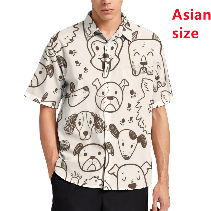

Мужская повседневная рубашка большого размера с принтом собаки таксы, лапы, кости, дизайн с короткими рукавами, модная гавайская блузка для мужчин