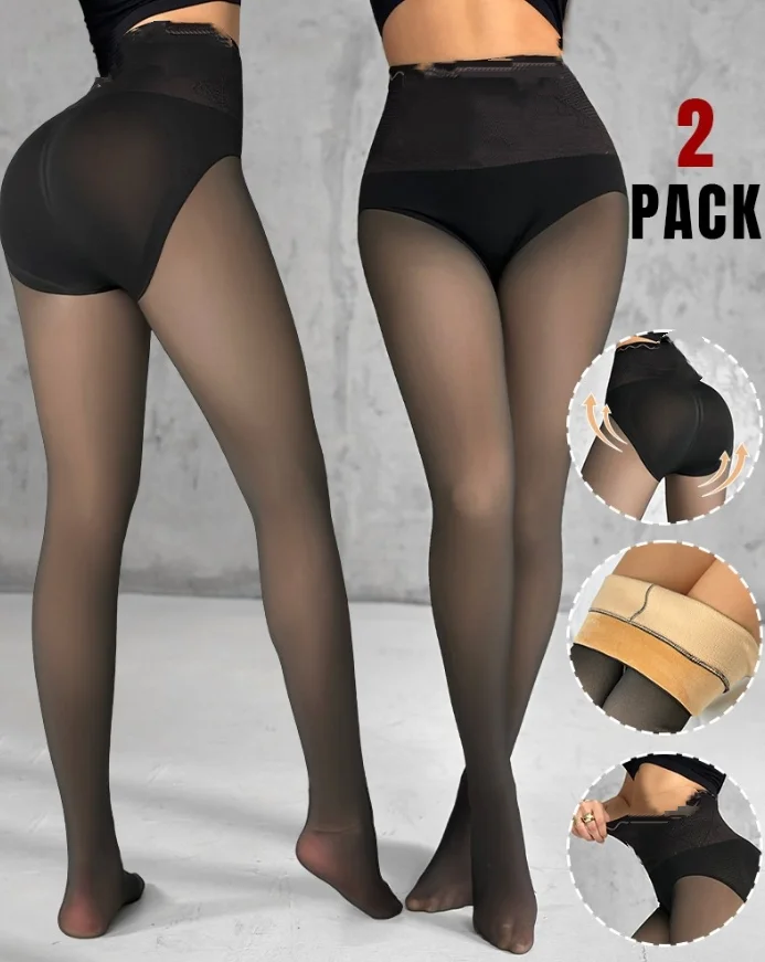 

Women's two-piece wool lined tight fitting hip lifting warm pantyhose for autumn and winter 2025 new item in stock