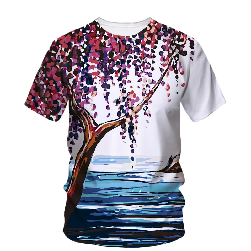 Summer New Creative Painting and Sketching Art graphic t shirts For Men Fashion Casual Bohemian Personality Printed Youth Tees