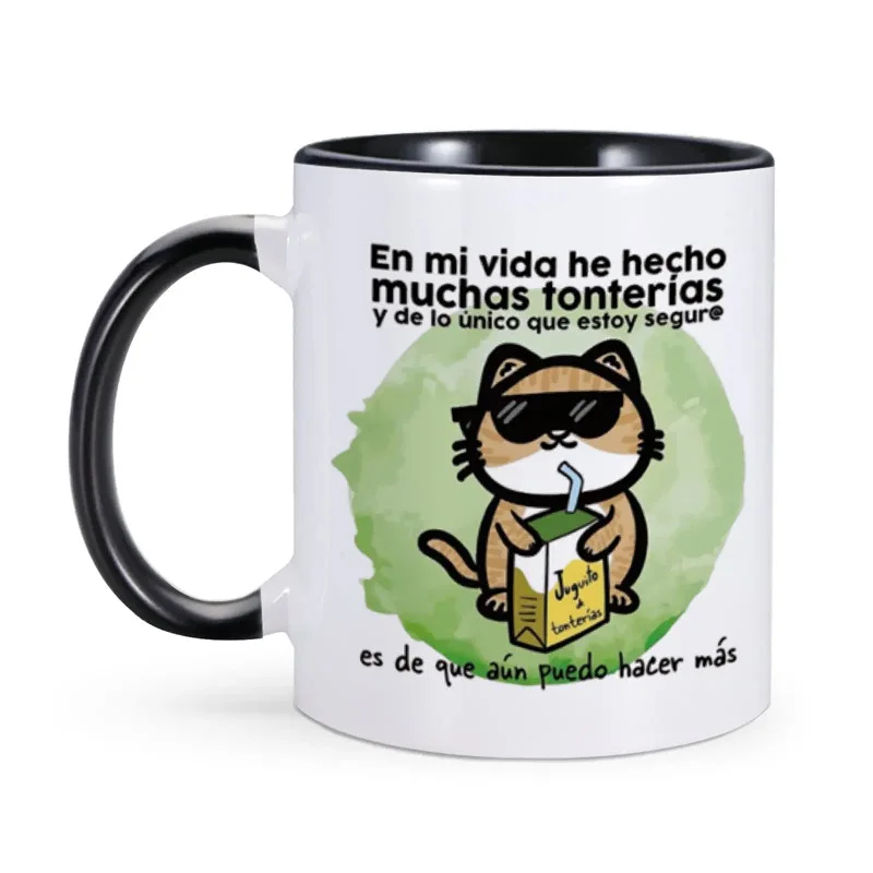 Cross-border exclusive for fun Spanish cat coffee cups, cool cat tea cups, ceramic gifts, mugs, spot wholesale.