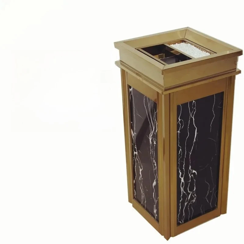 ‌Stainless Steel Cigarette Receptacle with Ashtray - Heavy Duty Floor Standing Ashtray for Hotel Lobby Elevator Corridor