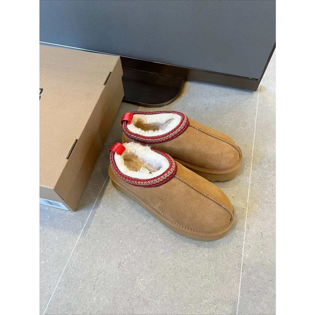 High Quality Winter Women Snow Boots Short Cashmere Warm Thick-soled Shoes Without Heels Wool Half Slippers Women's Cotton Shoes