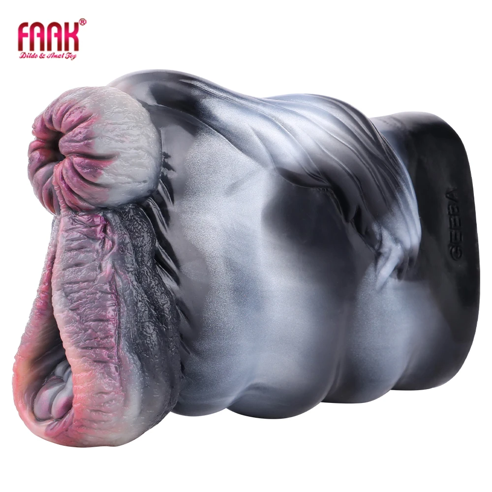 FAAK Silicone Fantasy Animal Male Masturbator Pocket Pussy Stroker Double Hole Artificial Vagina Anal Sex Toys For Men