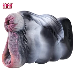 FAAK Silicone Fantasy Animal Male Masturbator Pocket Pussy Stroker Double Hole Artificial Vagina Anal Sex Toys For Men