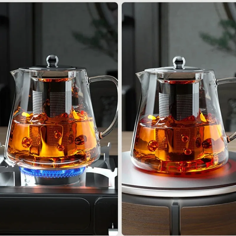 Heat Resistant Glass Teapot with Stainless Steel Tea Strainer Infuser Flower Kettle Kung Fu Teaware Set Puer Oolong Pot image 2