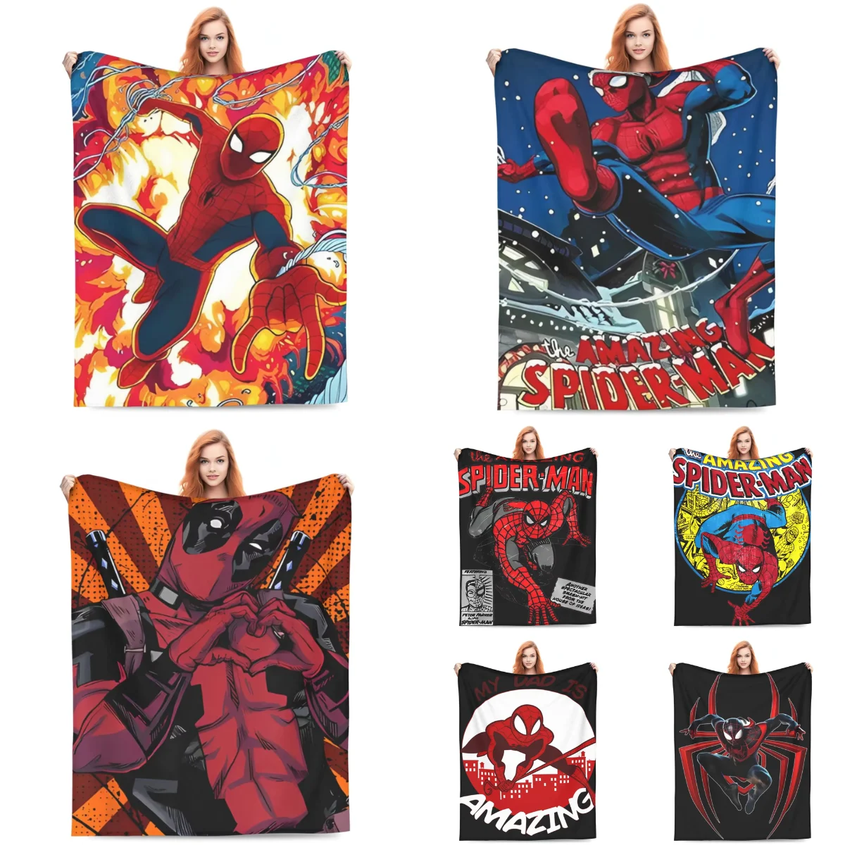 

Spider-man Cartoon Flannel Blankets Soft Warm Throw Blanket for Living Room Decorative Graphic Bedspread Sofa Bed Cover