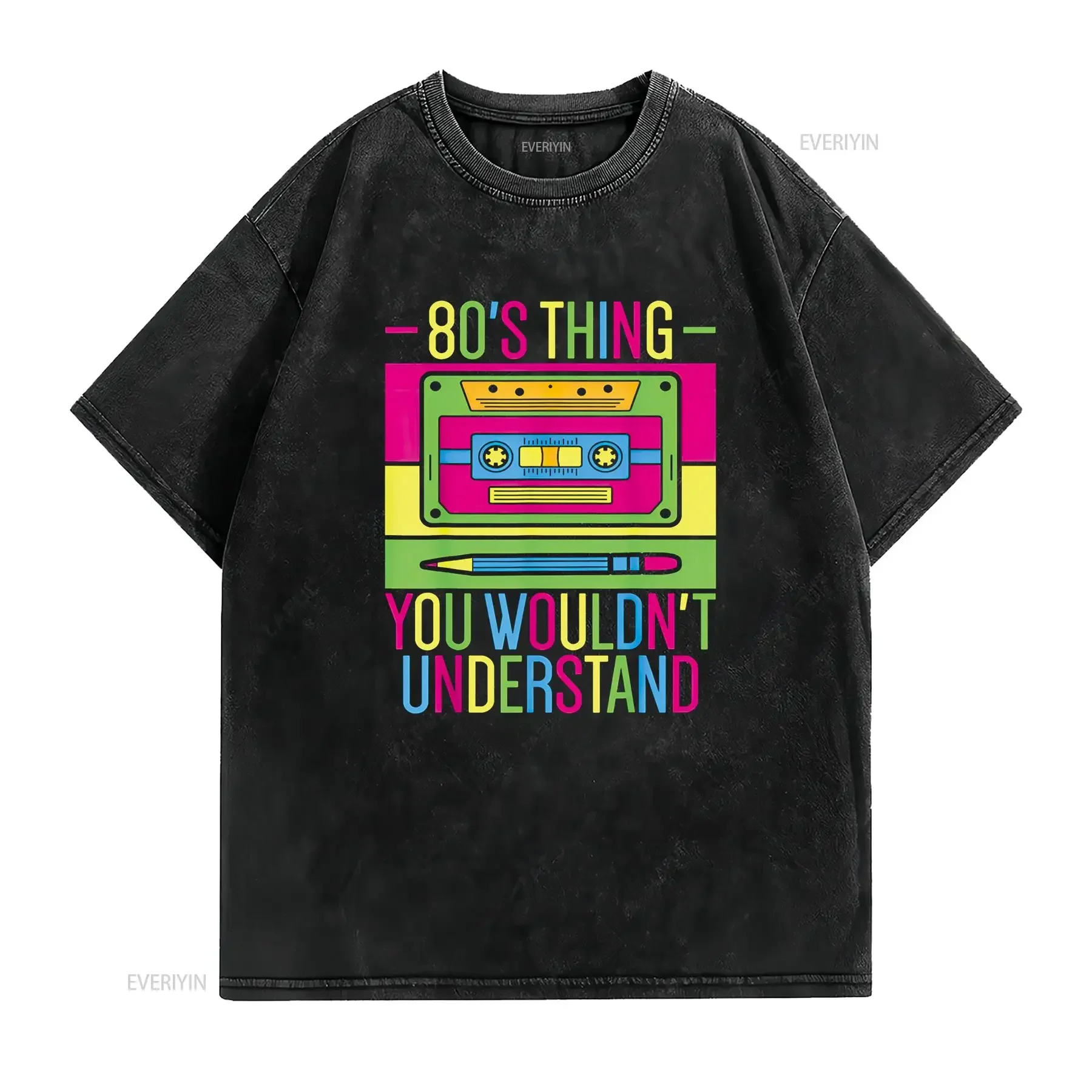 80s Outfit 1980s Fashion 80 Theme Party Costume Eighties T Shirt Black 3X Large vintage Washed Stretched Unisex Breathable