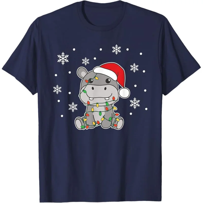 Hippo Merry Christmas Winter Hippos Xmas T-Shirt