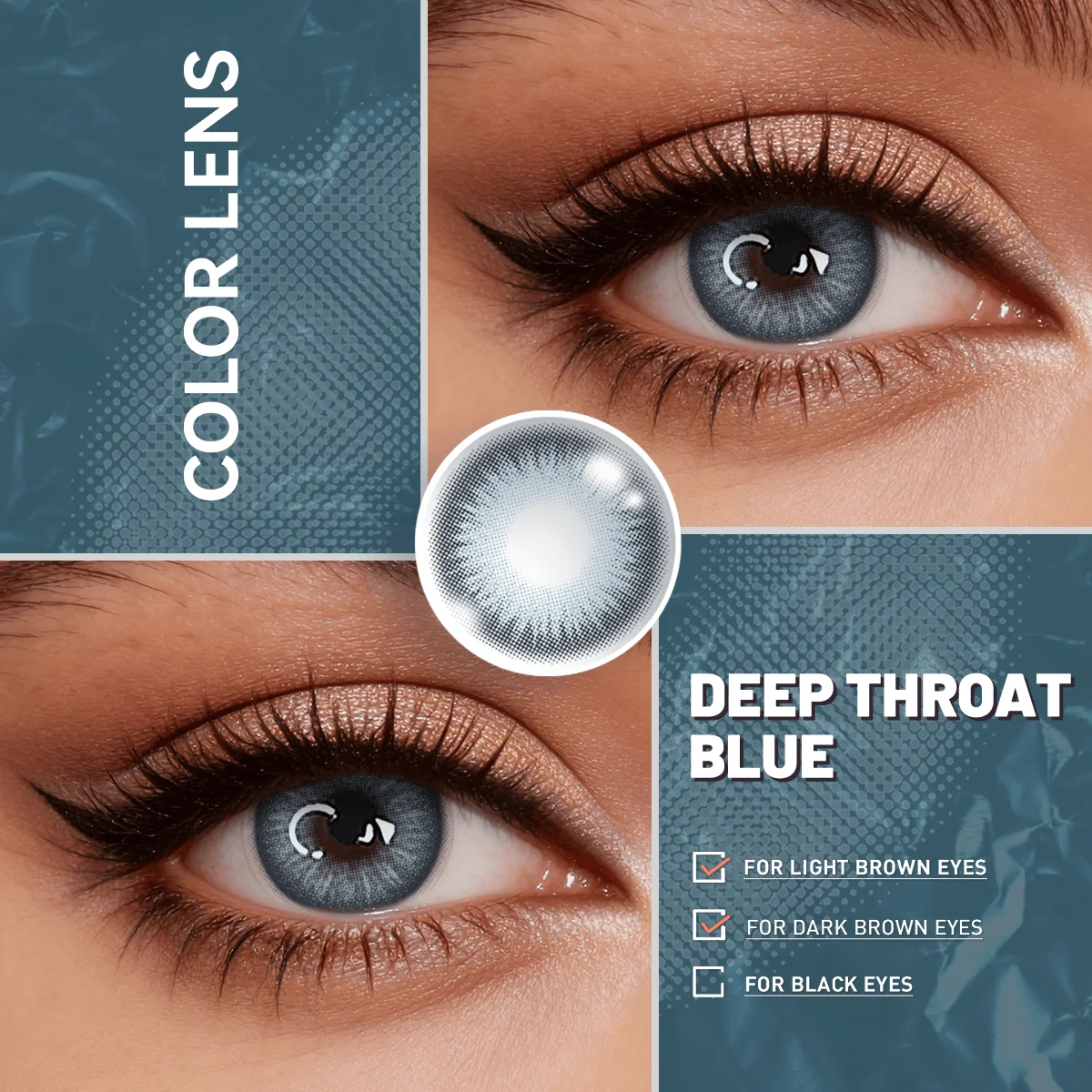 Visuashow 1 Paar Blaue Farblinsen, Halbjährlich Verwendbar, Einweg, Weich mit Kleiner Pupille und Augenvergrößerndem Effekt. Perfekt für tägliche Dates, Partys und natürliches Make-up – Detail 4