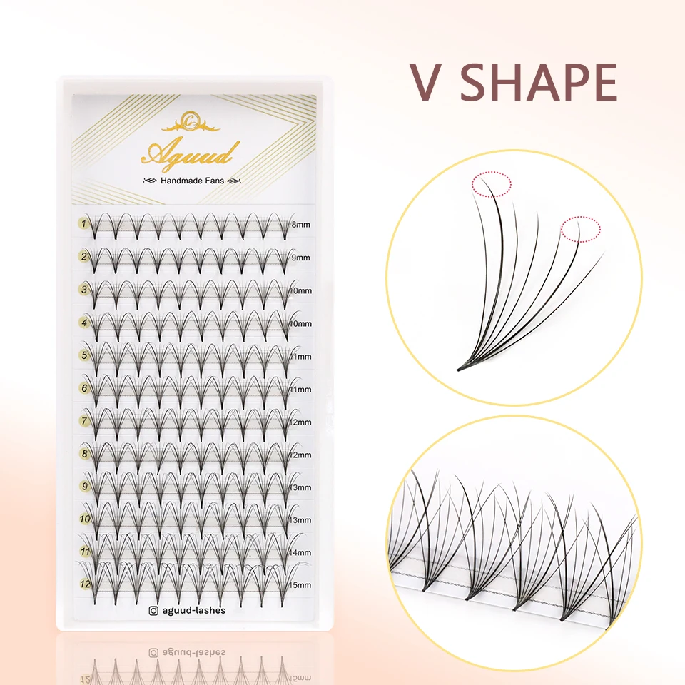 

AGUUD 7D Wispy Premade Volume Fans Extensions Pointy Base Hybrid V Shape Russian Volume Promade Lash Faux Mink Individual Lashes