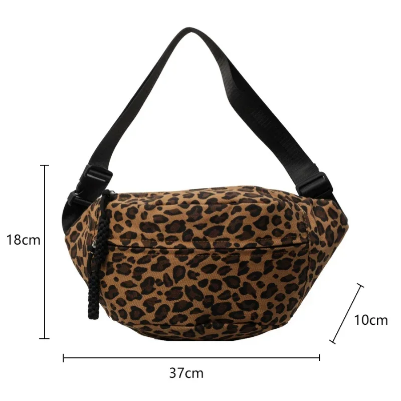 Large Size Leopard Prints Chest Bags For Women Canvas Large Capacity Shoulder Crossbody Bag 2024 Summer Latest Waist Fanny Pack image 6