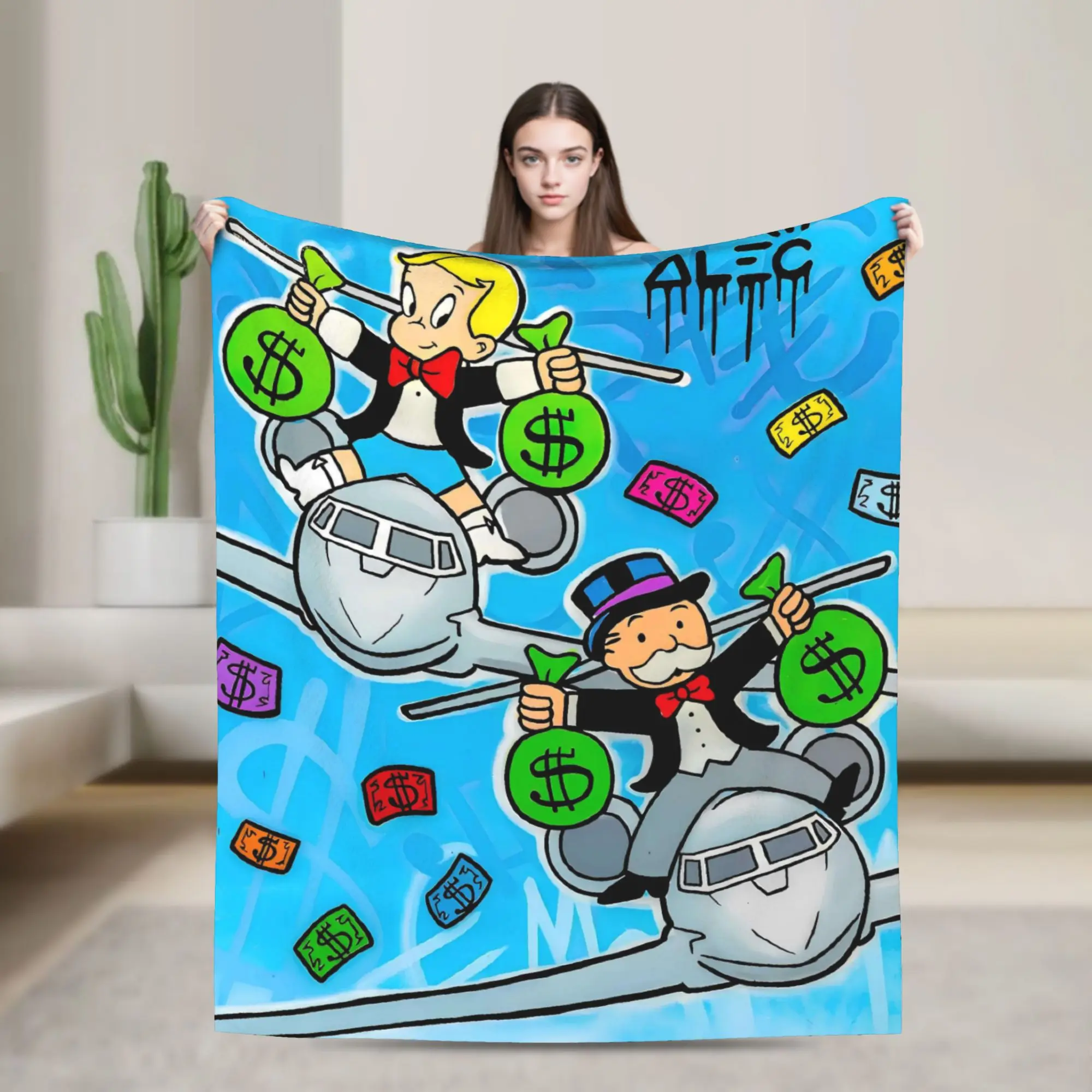Monopolys Money Dance Blanket Quality Warm Soft  Throw Blanket Winter Decorative Bedroom Novelty Bedspread