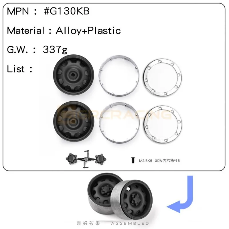 1.9 Inch Heavy Metal Wheels #G10 For 1/10 RC Crawler Car TRXS TRX4 Defender  Blazer SCX10  T4 Tamiya #G0130K