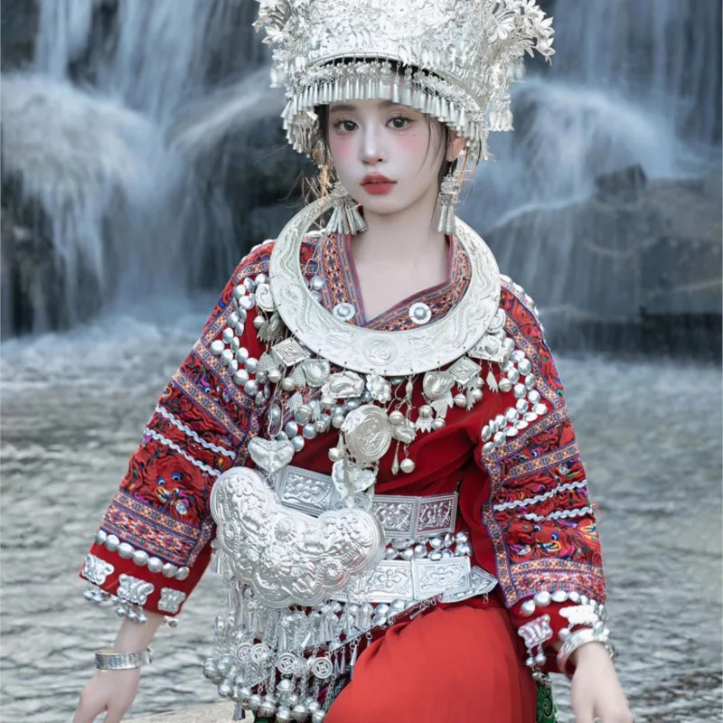 

National dress female traditional red wedding girl photo