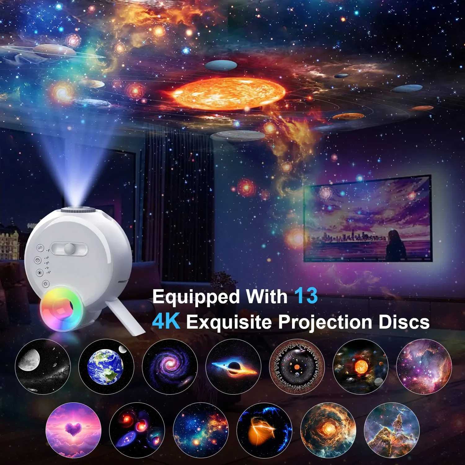 Galaxy Projector Lamp 13-in-1 4K HD Starry Sky Night Light 360° Rotation Nebula Projection Light For Bedroom Home Decoration