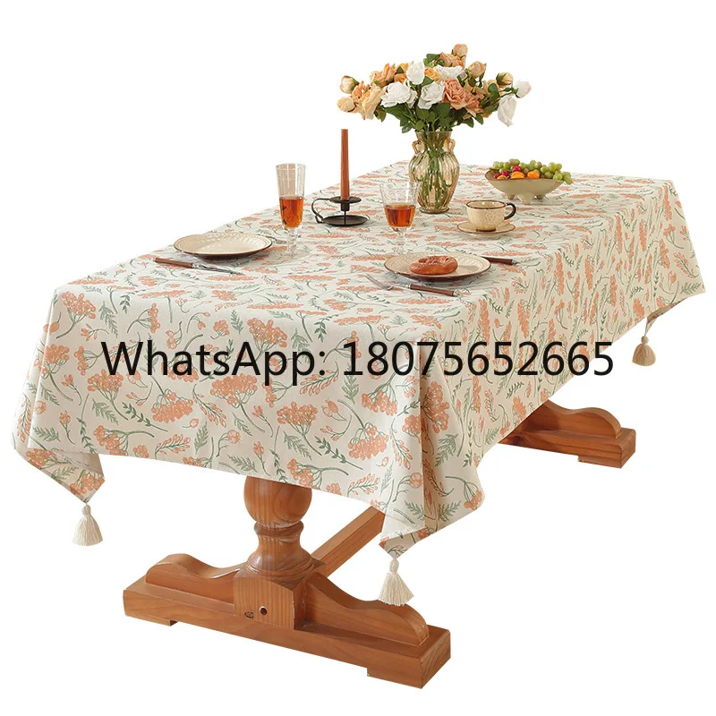 Farmhouse style coffee table table mat rectangular tablecloth waterproof oil-proof