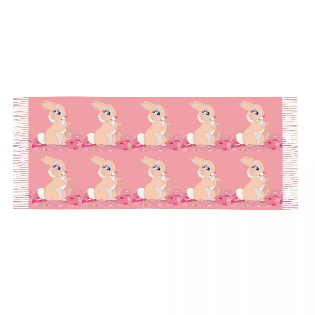 Custom Ladies Large Bambi Rabbit Cartoon Animes Scarves Women Winter Fall Soft Warm Tassel Shawl Wrap Scarf