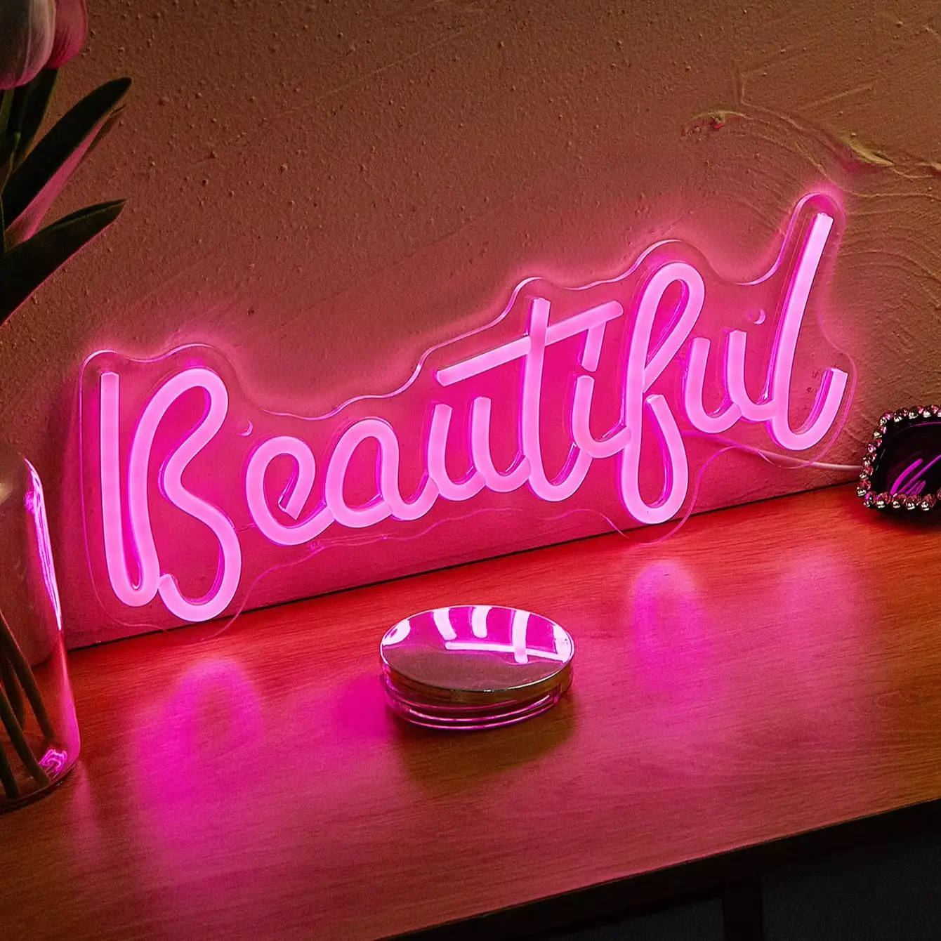 Chi-buy LED Neon Beautiful USB Powered Neon Signs Night Light 3D Wall Art Bedroom Living Room Decor Lamp Signs