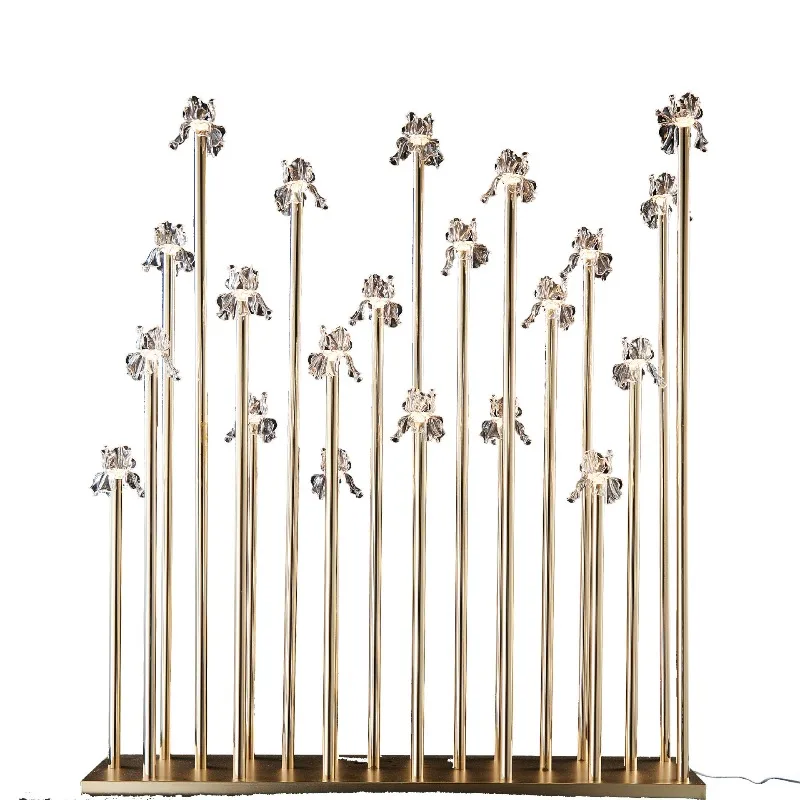 

New wedding hall electroplated crystal flower road floor lamp wedding decoration props