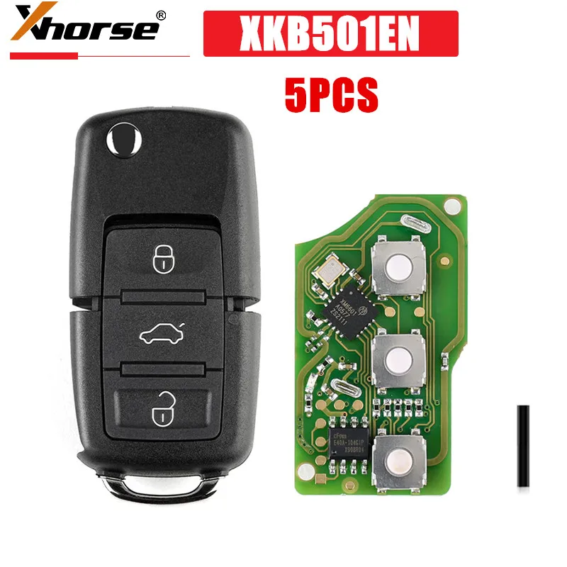 

5PCS/LOT XHORSE XKB501EN Wired Universal Remote Key for Volkswagen B5 Type 3 Buttons for VVDI Key Tool English Versions