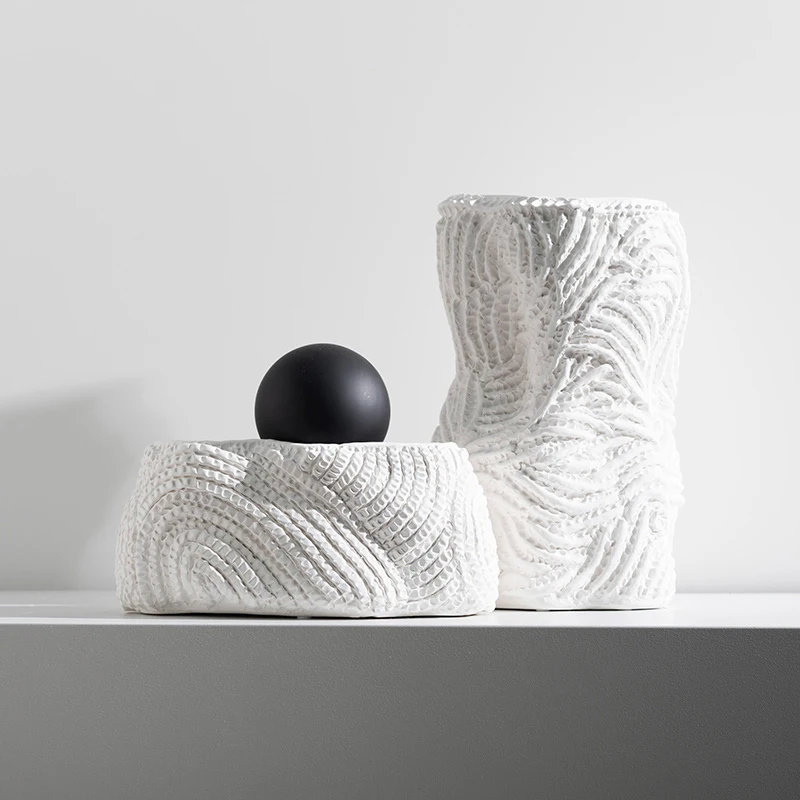 Текстура вогнутая выпуклая ваза для сушеных цветов керамический скандинавский дизайнерский дом подарок на новоселье декор фарфоровые украшения ручной работы