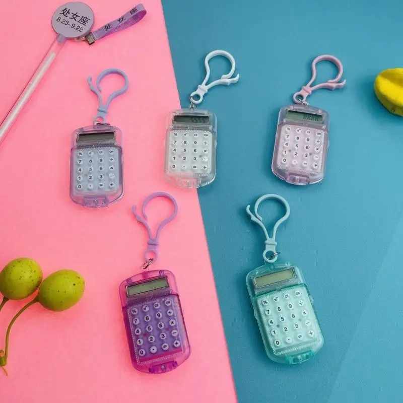 Mini Transparent Flip Calculator Portable Lightweight Pocket Size for Business Staff Office Accounting Work 1PC